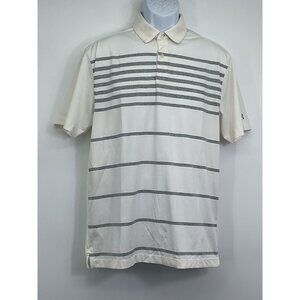 Under Armour Mens HeatGear Polo Shirt White/Gray Stripe M